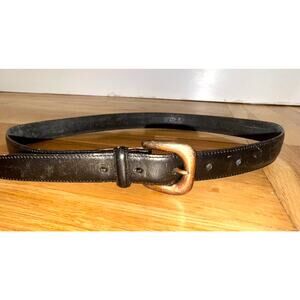 Brighton Black Leather Belt with Brass Buckle Size 32